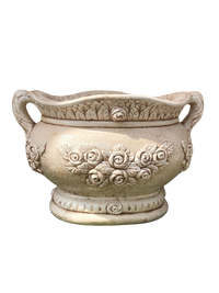 Vaso Sofi’ Ovale con Rose Marrone Anticato in Cemento – Vaso Decorativo per Giardino e Interni