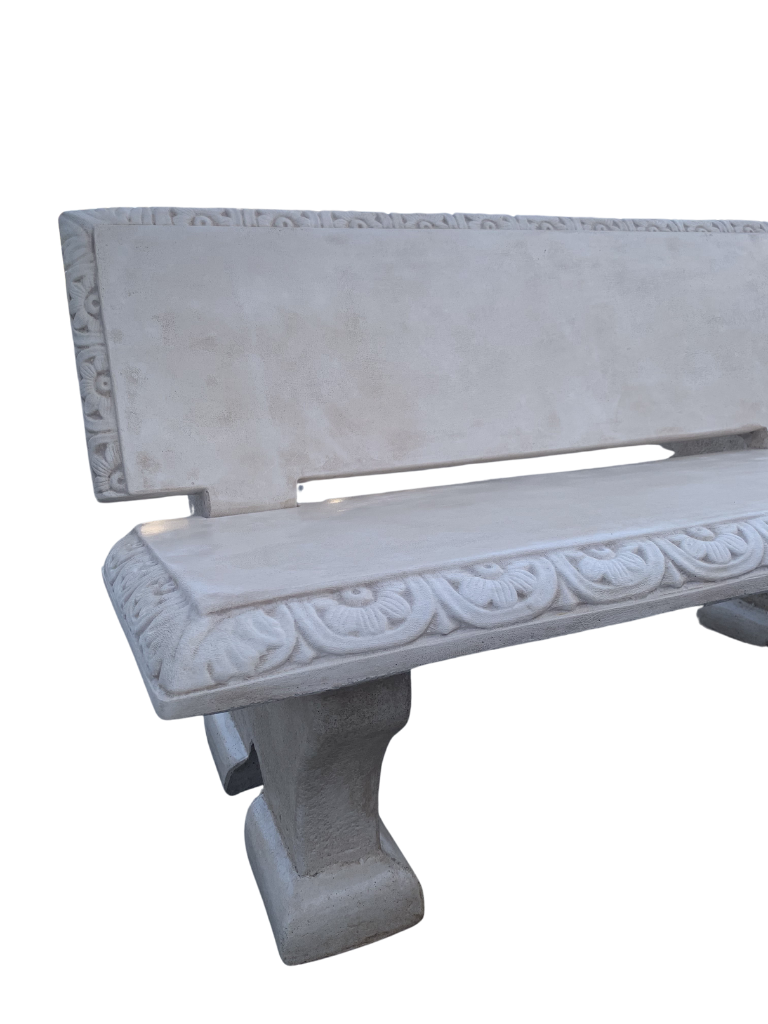 Panchina Artistica Con Schienale in Cemento Bianco – Finitura Anticata Beige - Notaro Manufatti