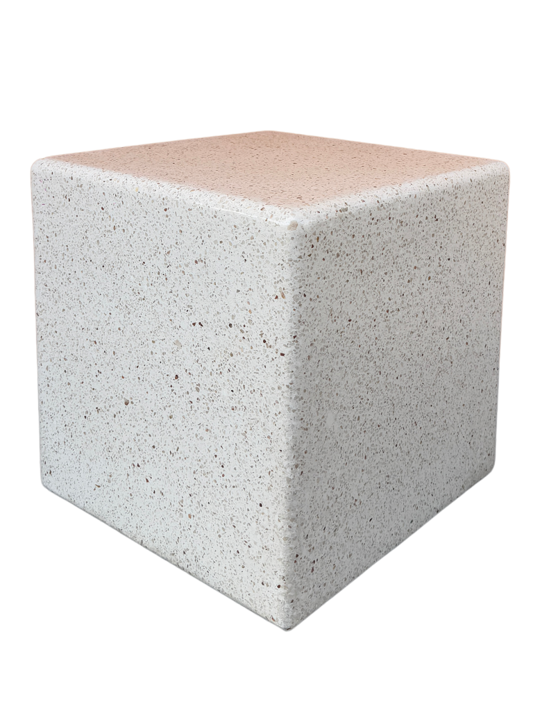Cubo Stone - Tavolino o Sgabello in Cemento dal Design Moderno in Bianco Botticino - Notaro Manufatti