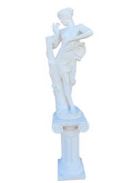 Statua ‘Flora’ in Cemento con Base – La Dea della Natura Bianca