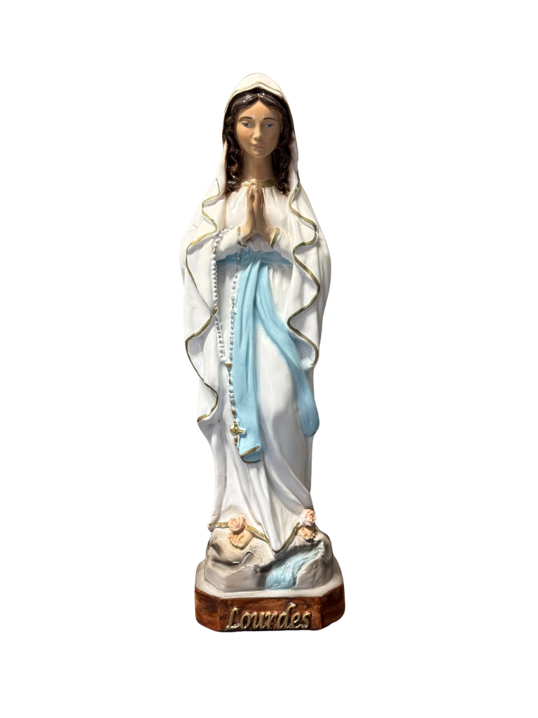 Statua della Madonna di Lourdes in Vetroresina – Dipinta a Mano - Notaro Manufatti