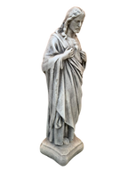 Sacro Cuore In Cemento 40H Anticato Grigio - Notaro Manufatti
