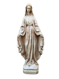 Madonna Immacolata Miracolosa Base Quadrata in Cemento H60 Anticata Marrone - Notaro Manufatti