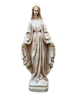 Madonna Immacolata Miracolosa Base Quadrata in Cemento H60 Anticata Marrone - Notaro Manufatti