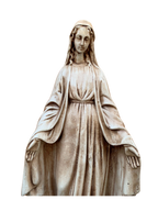 Madonna Immacolata Miracolosa Base Quadrata in Cemento H60 Anticata Marrone - Notaro Manufatti