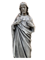 Sacro Cuore In Cemento 40H Anticato Grigio - Notaro Manufatti