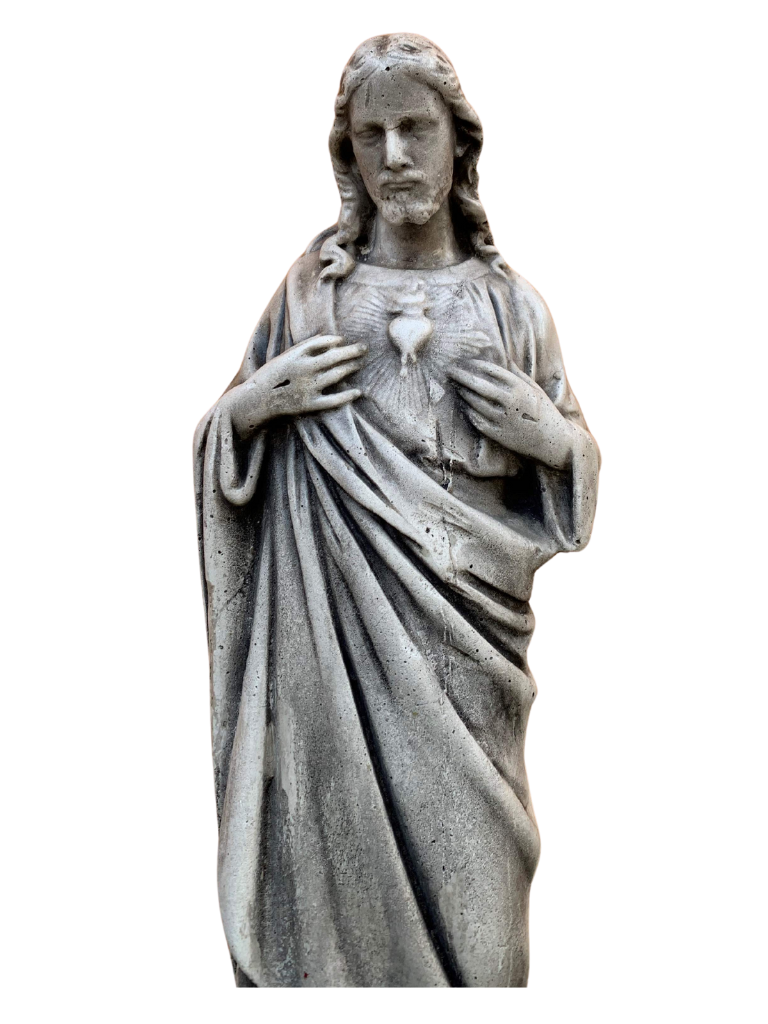 Sacro Cuore In Cemento 40H Anticato Grigio - Notaro Manufatti