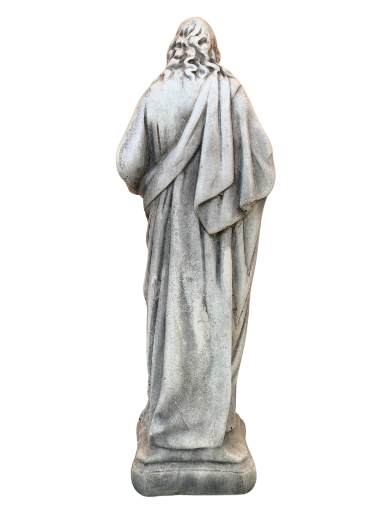 Sacro Cuore In Cemento 40H Anticato Grigio - Notaro Manufatti
