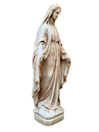 Madonna Immacolata Miracolosa Base Quadrata in Cemento H60 Anticata Marrone - Notaro Manufatti