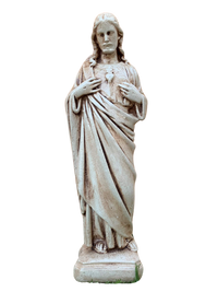 Sacro Cuore In Cemento 40H Anticato Marrone