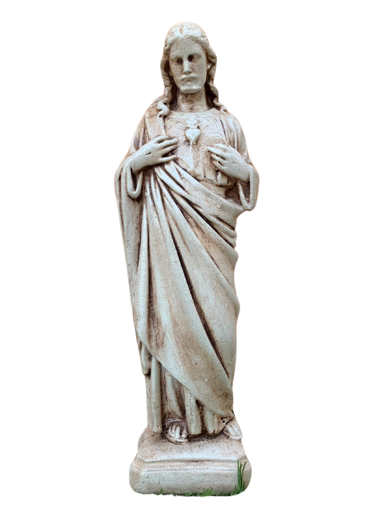 Sacro Cuore In Cemento 40H Anticato Marrone - Notaro Manufatti