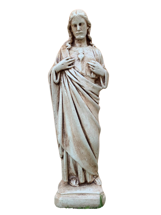 Sacro Cuore In Cemento 40H Anticato Marrone - Notaro Manufatti