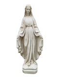Madonna Immacolata Miracolosa Base Quadrata in Cemento H60 Anticata Beige - Notaro Manufatti