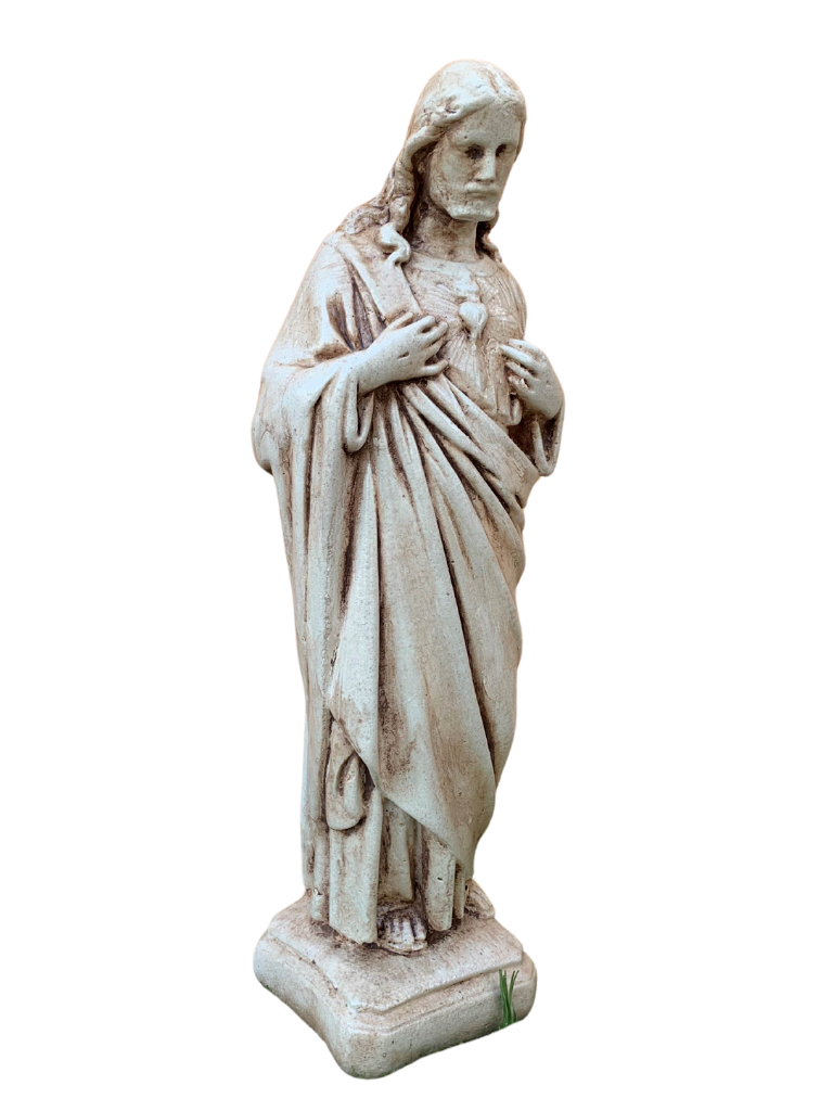 Sacro Cuore In Cemento 40H Anticato Marrone - Notaro Manufatti