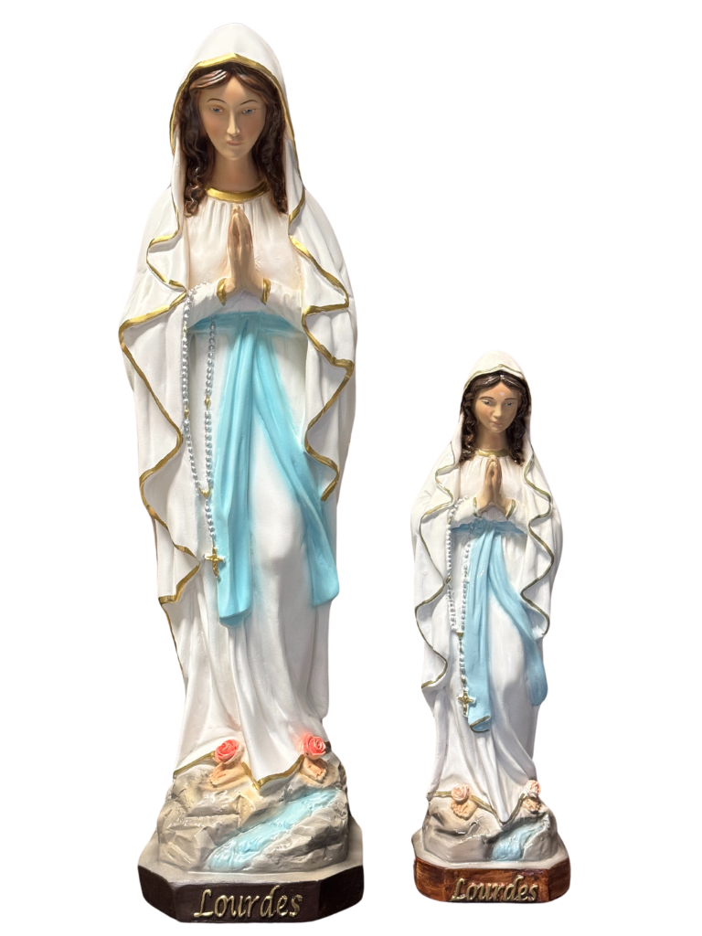 Statua della Madonna di Lourdes in Vetroresina – Dipinta a Mano - Notaro Manufatti