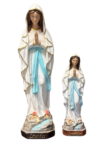 Statua della Madonna di Lourdes in Vetroresina – Dipinta a Mano - Notaro Manufatti