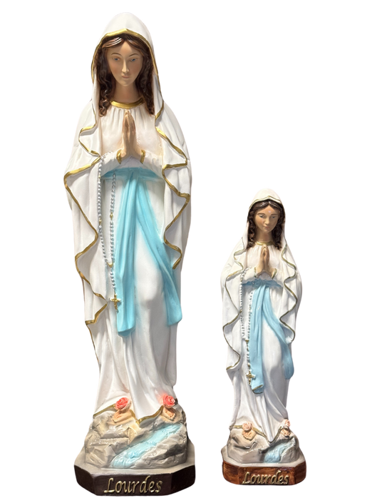 Statua della Madonna di Lourdes in Vetroresina – Dipinta a Mano - Notaro Manufatti