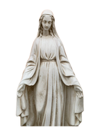 Madonna Immacolata Miracolosa Base Quadrata in Cemento H60 Anticata Beige - Notaro Manufatti