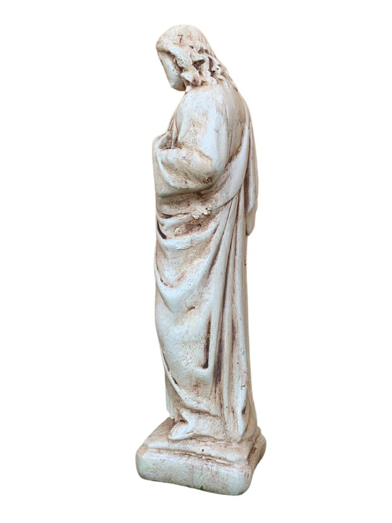 Sacro Cuore In Cemento 40H Anticato Marrone - Notaro Manufatti