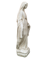 Madonna Immacolata Miracolosa Base Quadrata in Cemento H60 Anticata Beige - Notaro Manufatti