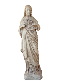 Sacro Cuore In Cemento 60H Anticato Marrone