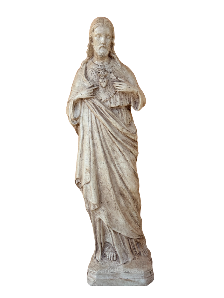 Sacro Cuore In Cemento 60H Anticato Marrone