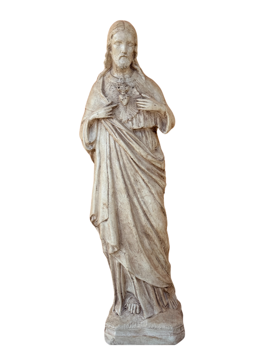 Sacro Cuore In Cemento 60H Anticato Marrone