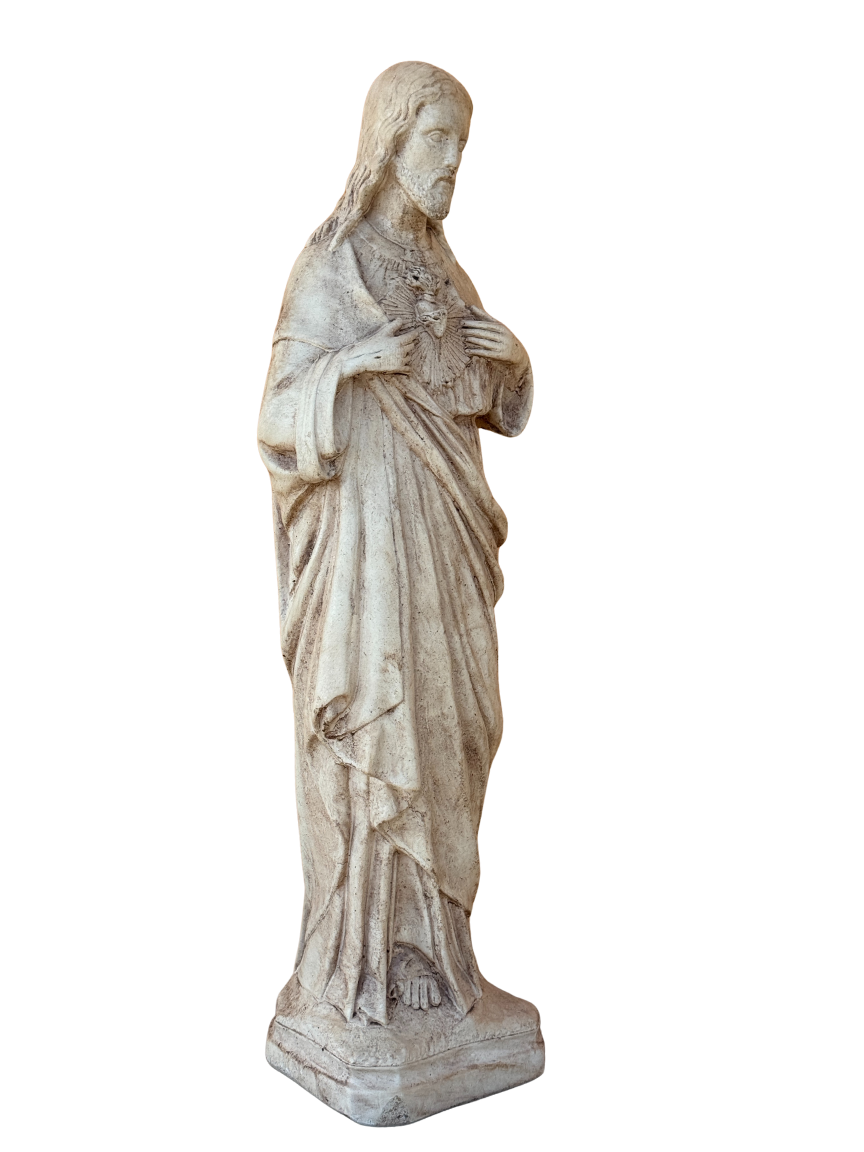 Sacro Cuore In Cemento 60H Anticato Marrone