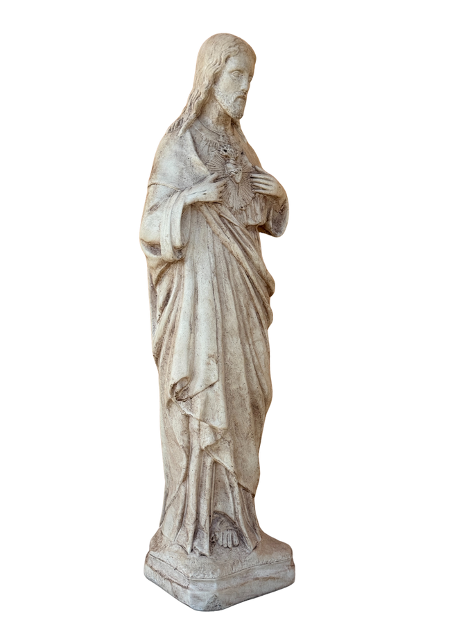 Sacro Cuore In Cemento 60H Anticato Marrone