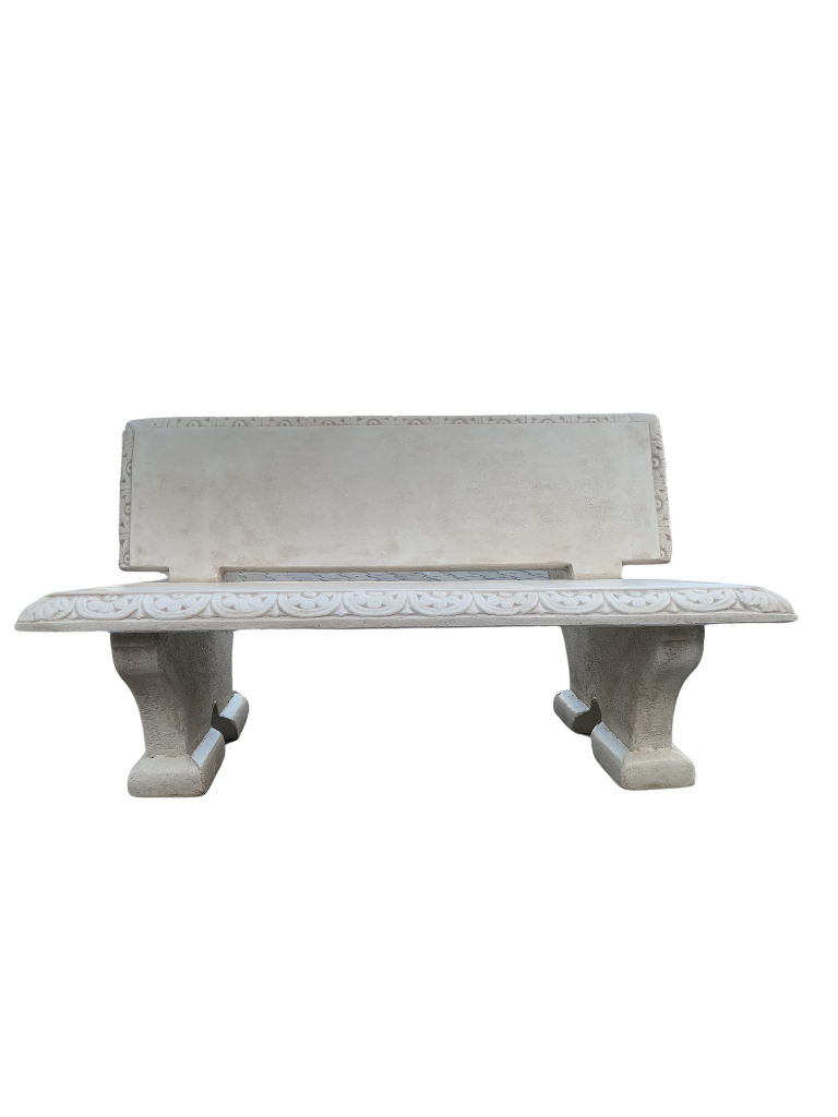 Panchina Artistica Con Schienale in Cemento Bianco – Finitura Anticata Beige - Notaro Manufatti