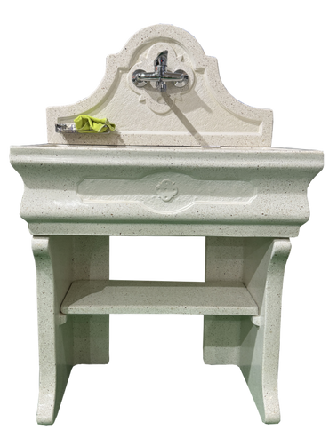 Pila Salento Completa in Graniglia di Marmo Bianco Botticino - Notaro Manufatti