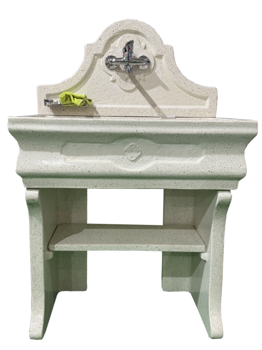 Pila Salento Completa in Graniglia di Marmo Bianco Botticino - Notaro Manufatti