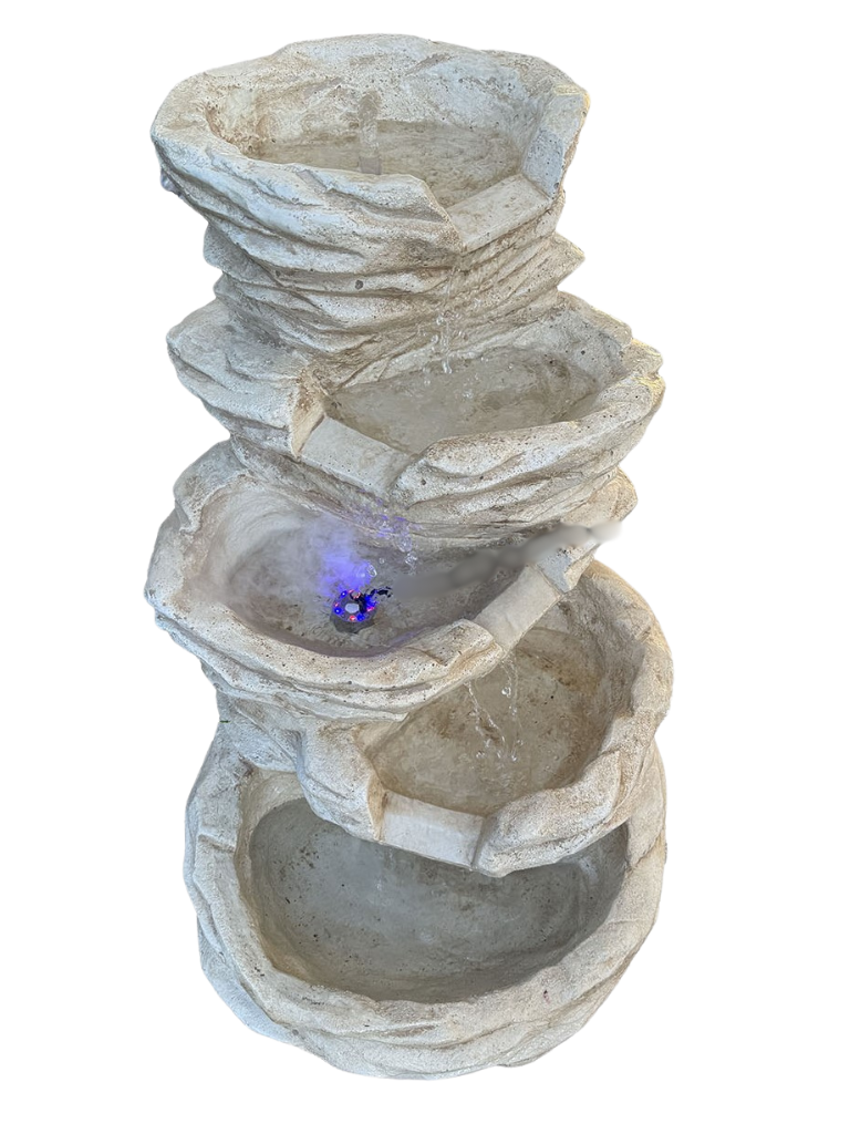 Fontana Cascata in Cemento con Pompa e Illuminazione - Notaro Manufatti