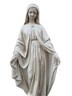 Madonna Immacolata Miracolosa Base Esagonale in cemento H63 Anticata Beige - Notaro Manufatti