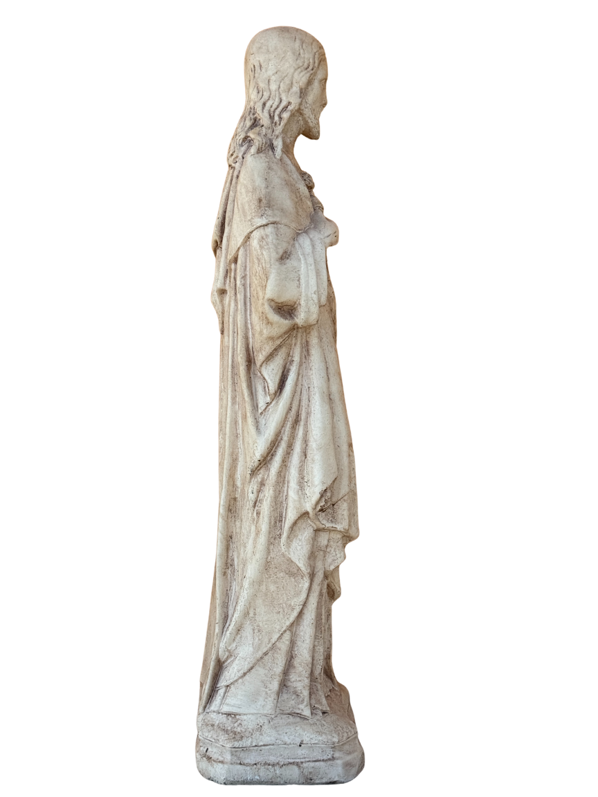Sacro Cuore In Cemento 60H Anticato Marrone
