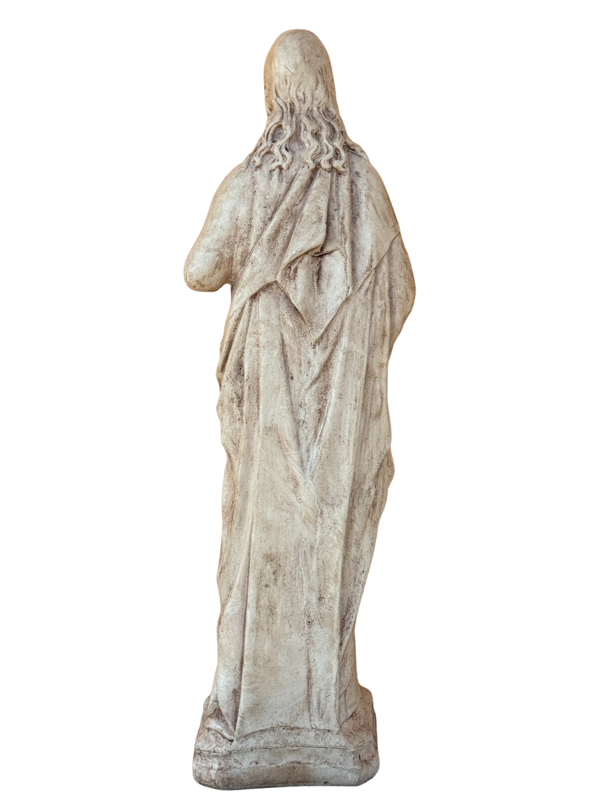 Sacro Cuore In Cemento 60H Anticato Marrone