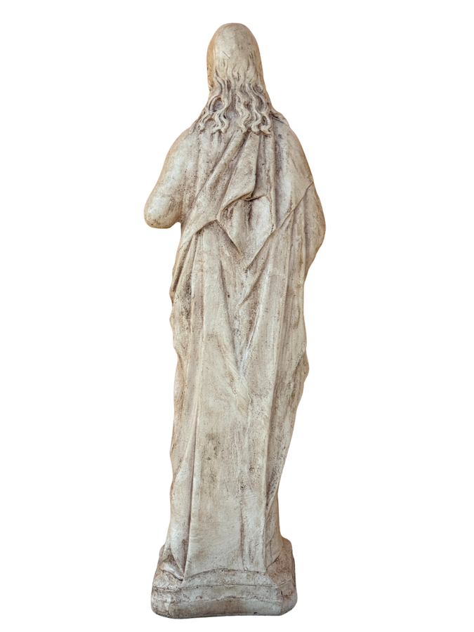 Sacro Cuore In Cemento 60H Anticato Marrone