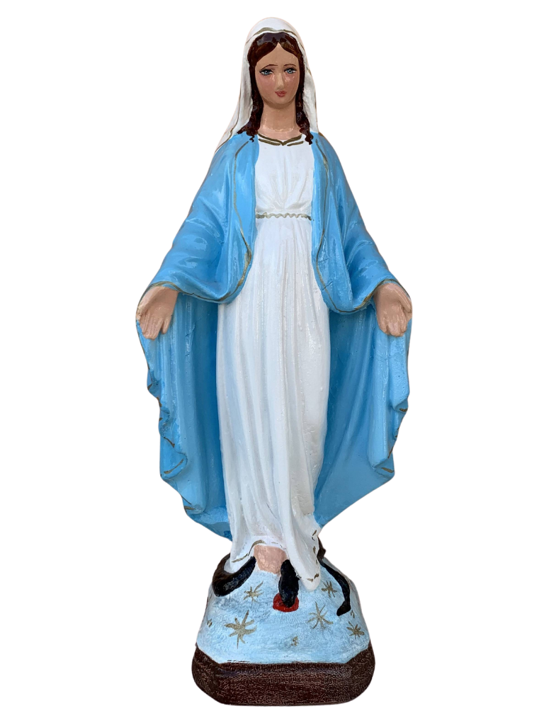 Madonna Immacolata Miracolosa in Cemento H40 - Lavorazione Artigianale a Colori - Notaro Manufatti