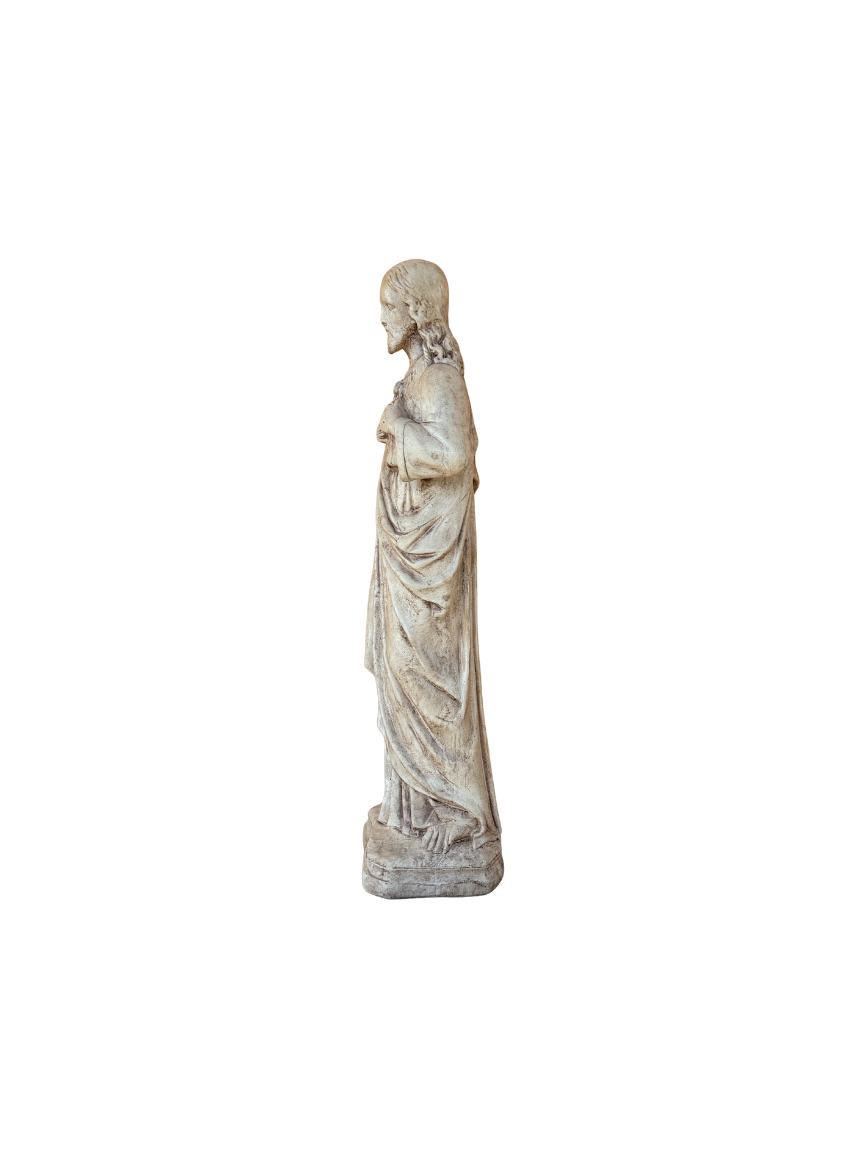 Sacro Cuore In Cemento 60H Anticato Marrone