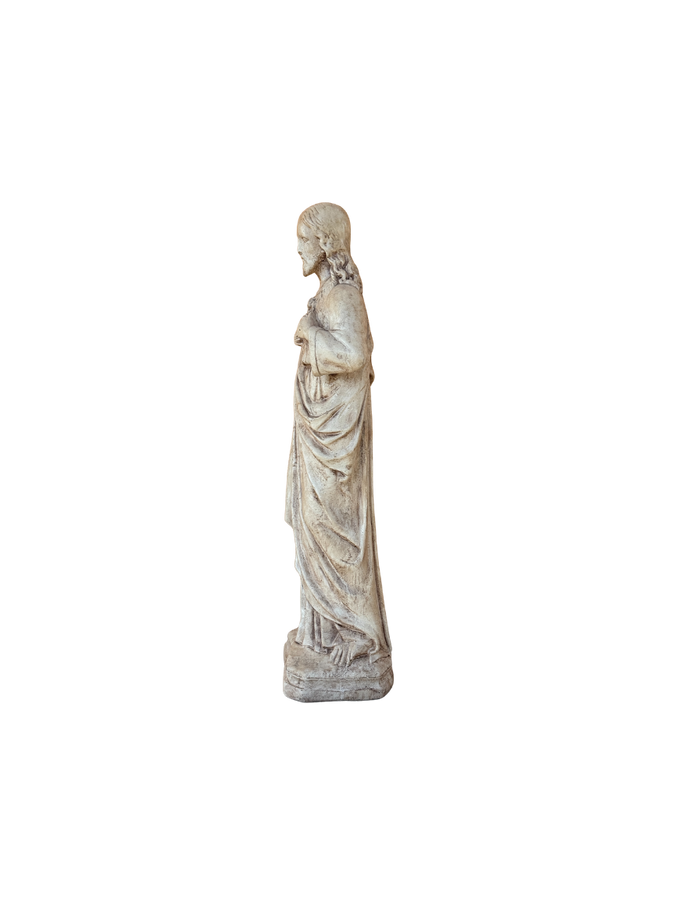 Sacro Cuore In Cemento 60H Anticato Marrone