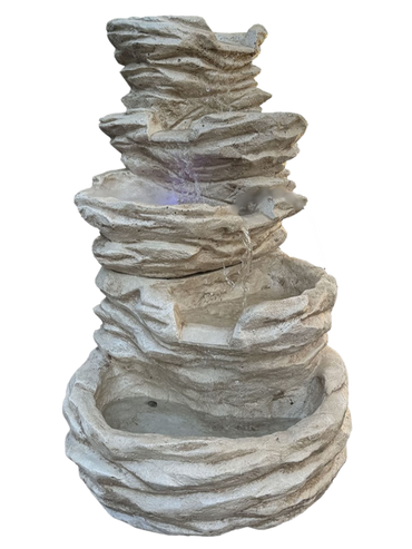 Fontana Cascata in Cemento con Pompa e Illuminazione - Notaro Manufatti