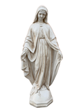 Madonna Immacolata Miracolosa Base Esagonale in cemento H63 Anticata Beige - Notaro Manufatti