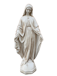 Madonna Immacolata Miracolosa Base Esagonale in cemento H63 Anticata Beige