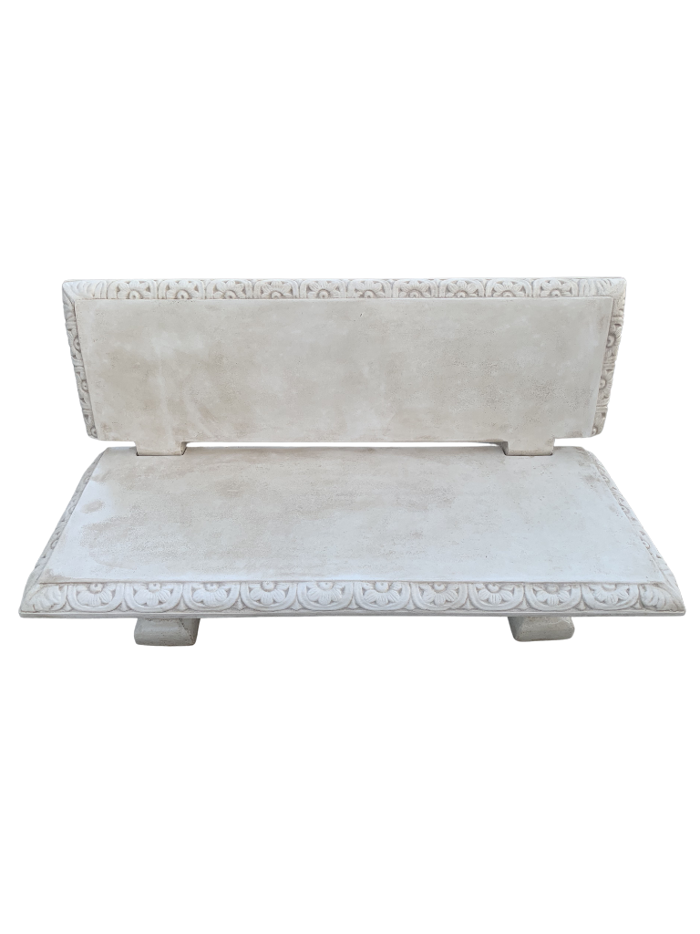 Panchina Artistica Con Schienale in Cemento Bianco – Finitura Anticata Beige - Notaro Manufatti