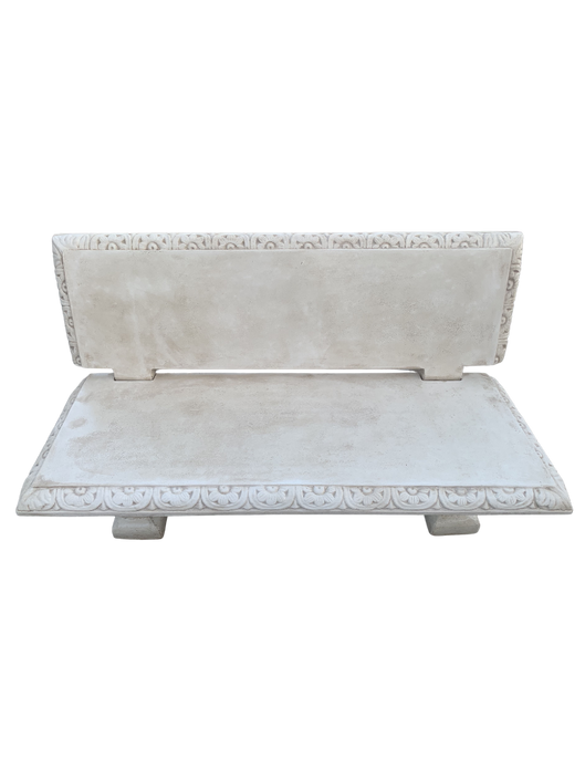 Panchina Artistica Con Schienale in Cemento Bianco – Finitura Anticata Beige - Notaro Manufatti