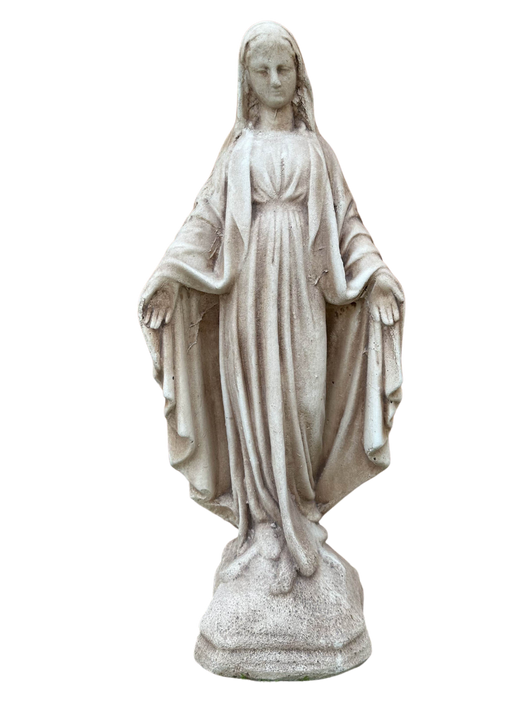 Madonna Immacolata Miracolosa in Cemento H40 Anticata Marrone - Notaro Manufatti