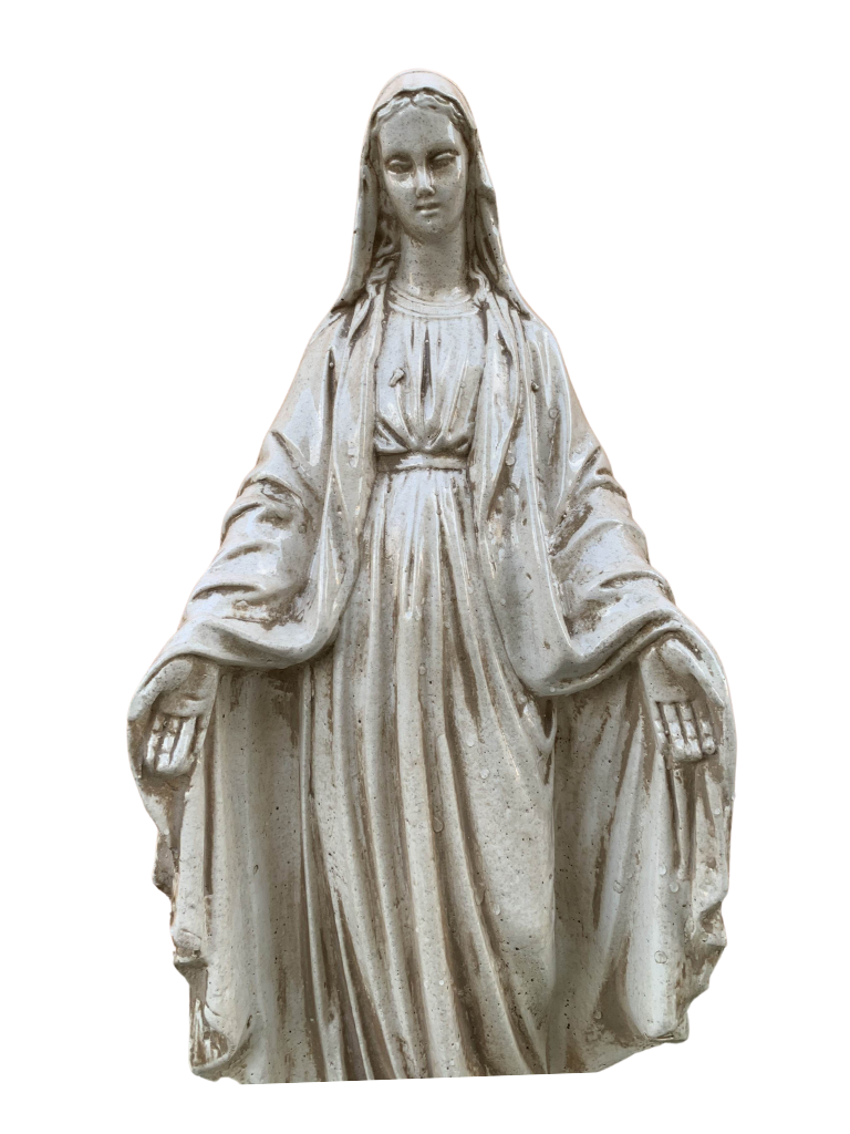 Madonna Immacolata Miracolosa in Cemento H47 Anticata Beige - Notaro Manufatti