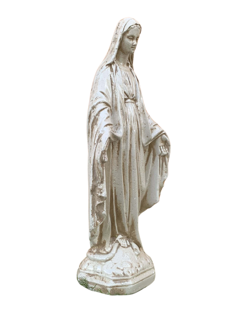 Madonna Immacolata Miracolosa in Cemento H47 Anticata Beige - Notaro Manufatti