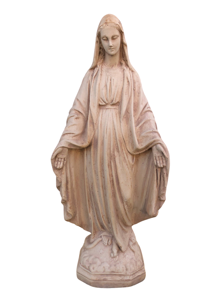 Madonna Immacolata Miracolosa in Cemento H47 Anticata Marrone - Notaro Manufatti