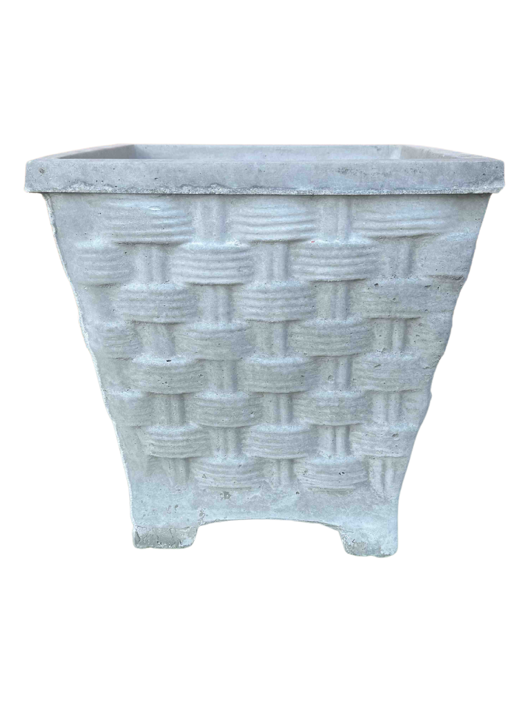Vaso Quadrato Vimini con piedi - Grigio - Notaro Manufatti